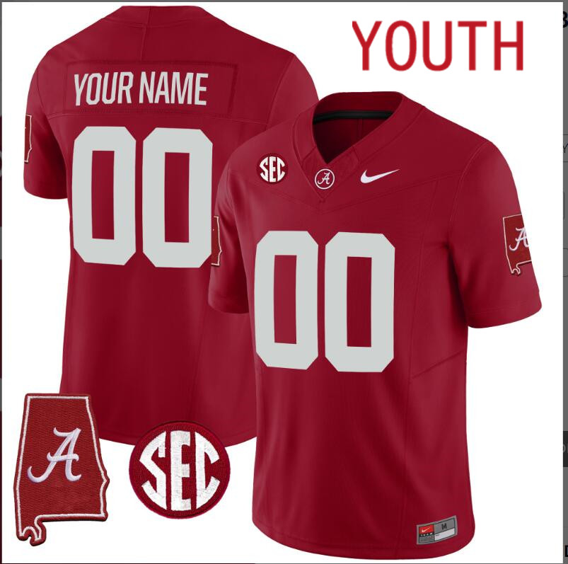 Youth Alabama Crimson Tide Vapor Limited red Custom 2024 Nike NCAA Jersey 2